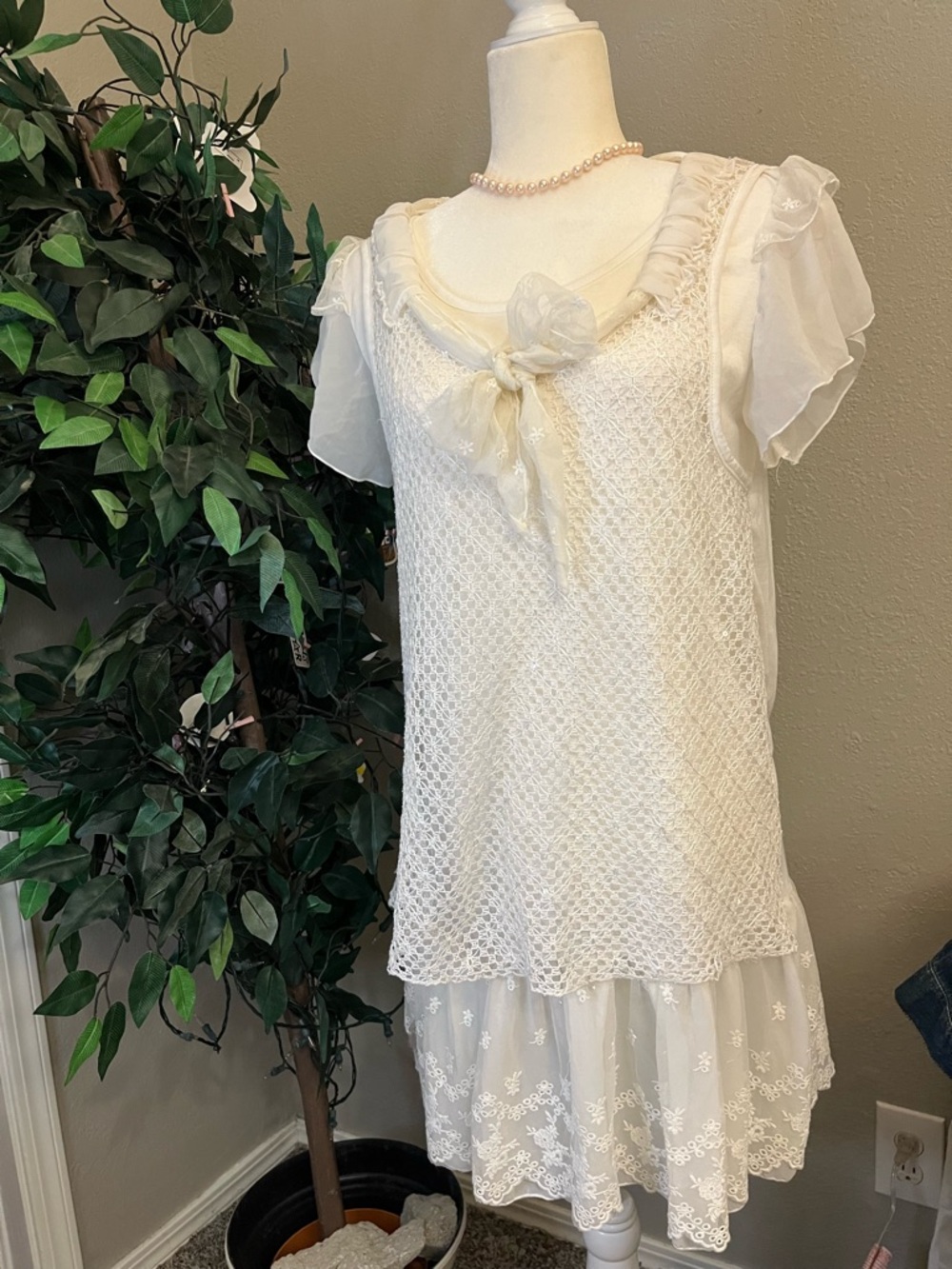Lily Cream Lace Trim Camisole Dress - Picture 2 of 4